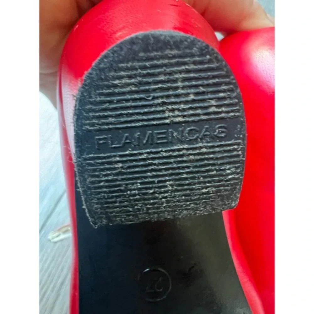Flamenca Kids Red Mary Jane‎ Dance Shoes Block Heel Buckle Strap Size 27